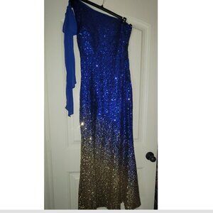 Blue and Gold evening gown